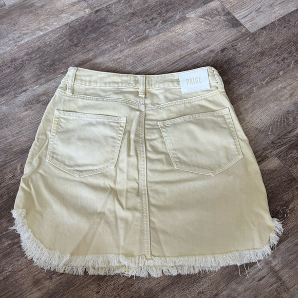 Paige Aideen high waisted butter yellow Denim Skirt with Button Fly - Picture 6 of 7